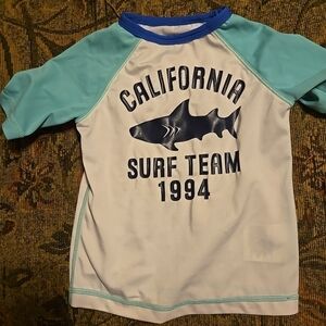 Old Navy Kids White and Light Blue California Surf Team Rashguard